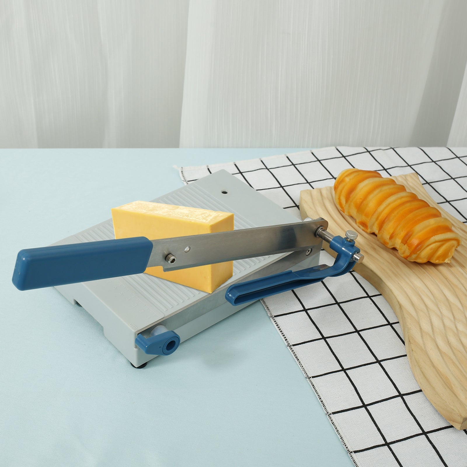 Stainless Steel Adjustable Cheese Slicer with Safety Lock and Non-Slip Grip