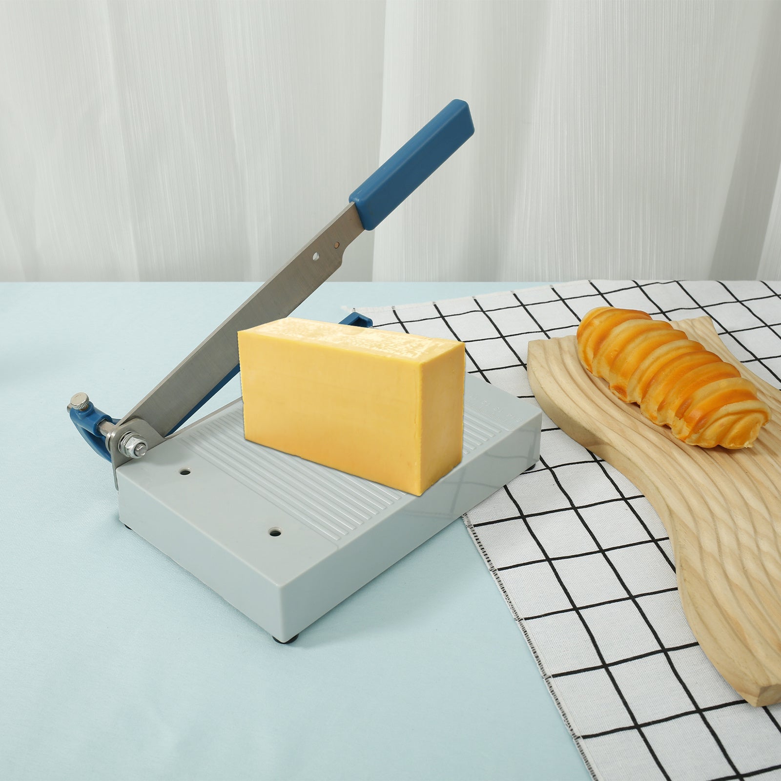 Stainless Steel Adjustable Cheese Slicer with Safety Lock and Non-Slip Grip