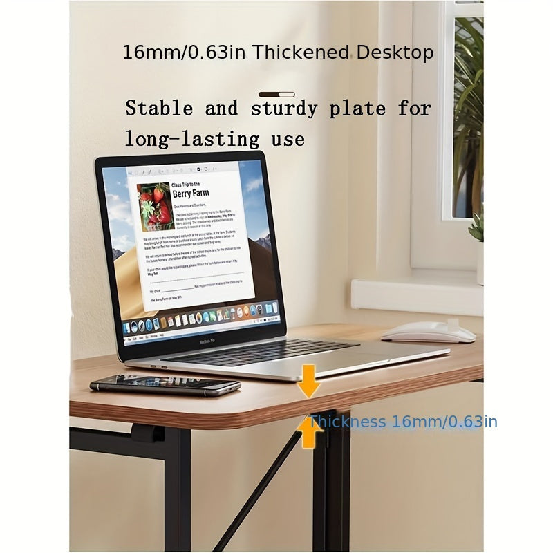 Portable Hardwood Desk with 360° Casters for Small Spaces Floor Mount Brown