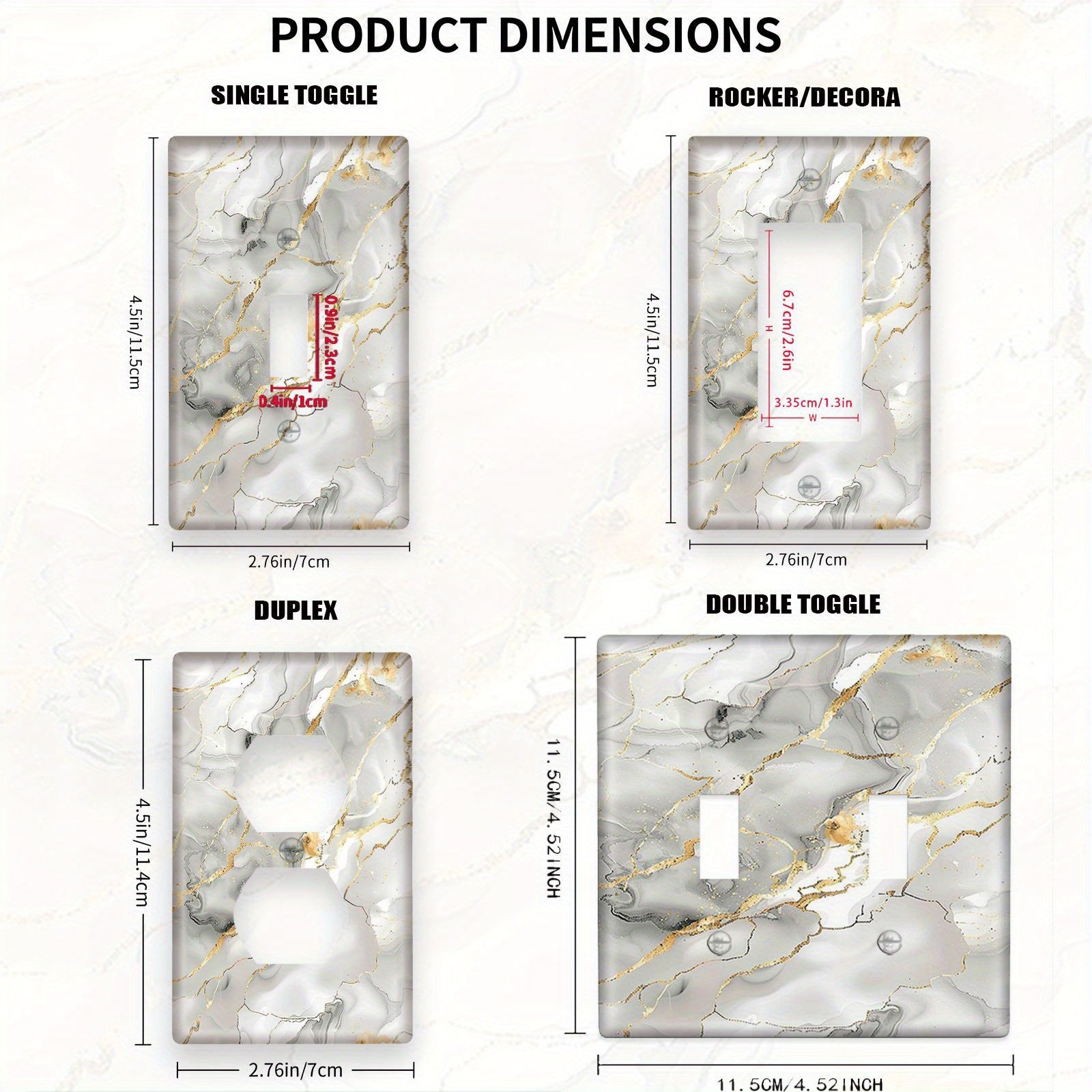 Grey Marbled Decorative Light Switch Cover for Home Lighting and Ceiling Fans