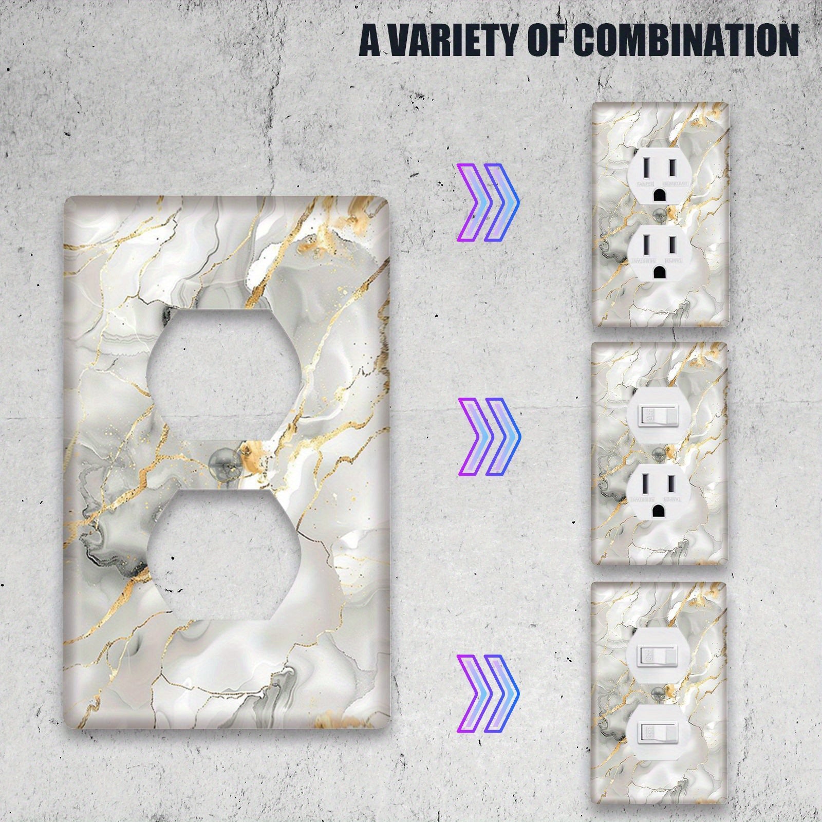 Grey Marbled Decorative Light Switch Cover for Home Lighting and Ceiling Fans
