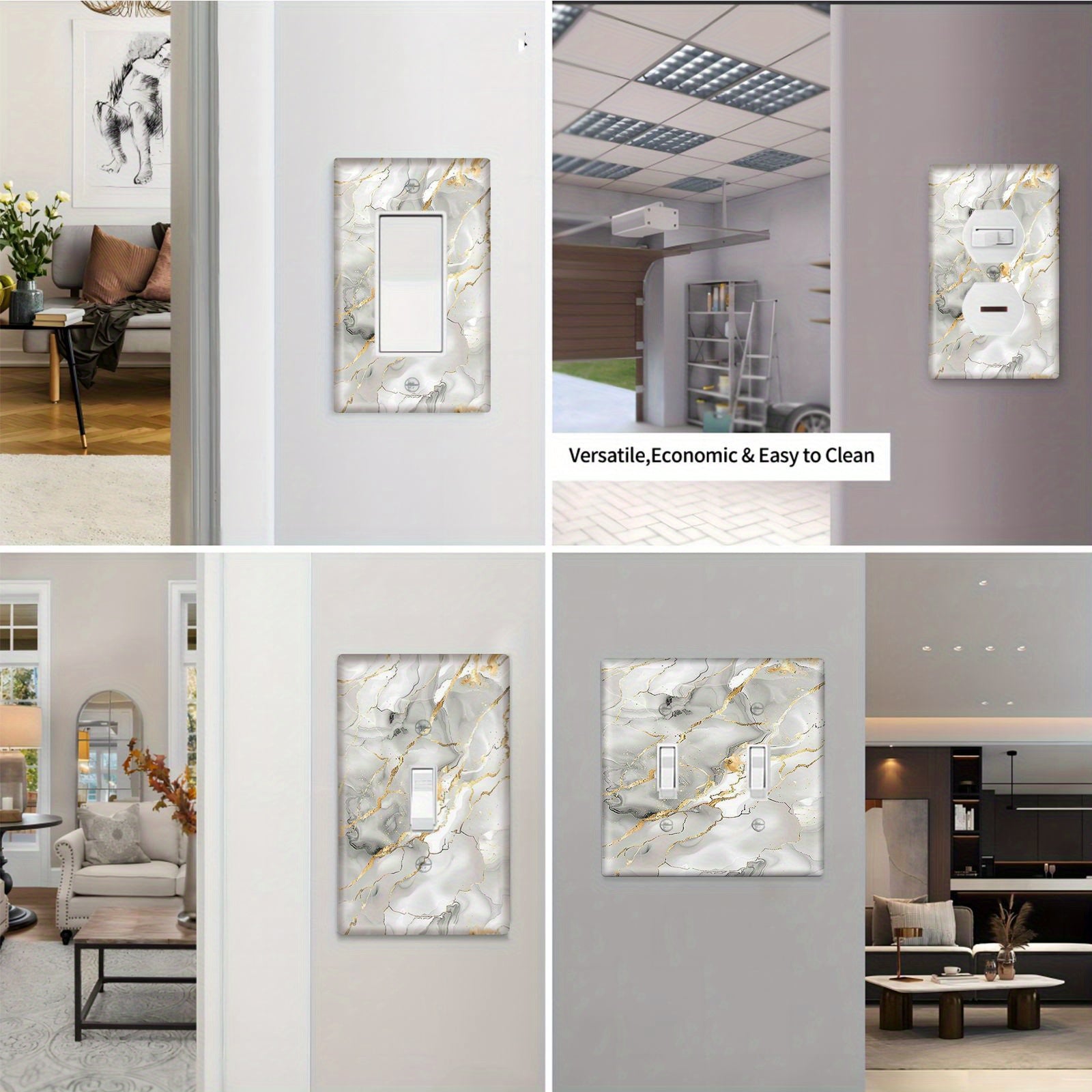 Grey Marbled Decorative Light Switch Cover for Home Lighting and Ceiling Fans