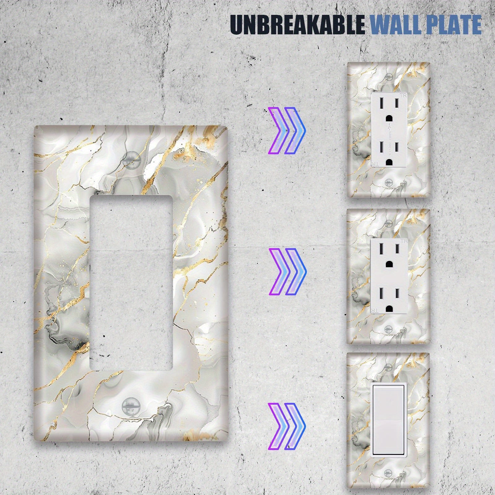 Grey Marbled Decorative Light Switch Cover for Home Lighting and Ceiling Fans