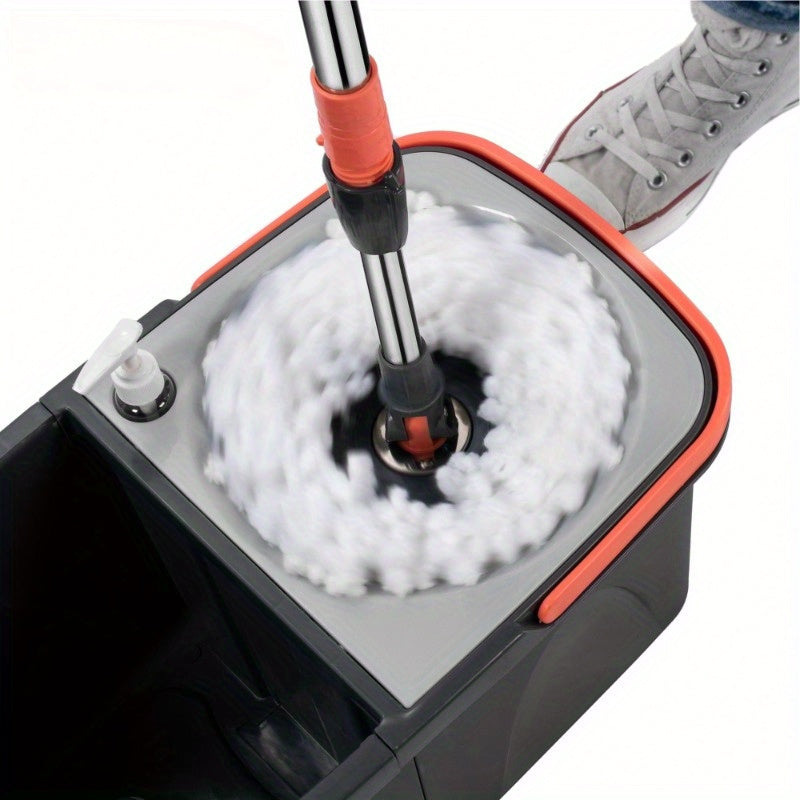 Spin Mop and Bucket Set with Microfiber Pads for Floor Cleaning in Kitchen Bathroom Living Room