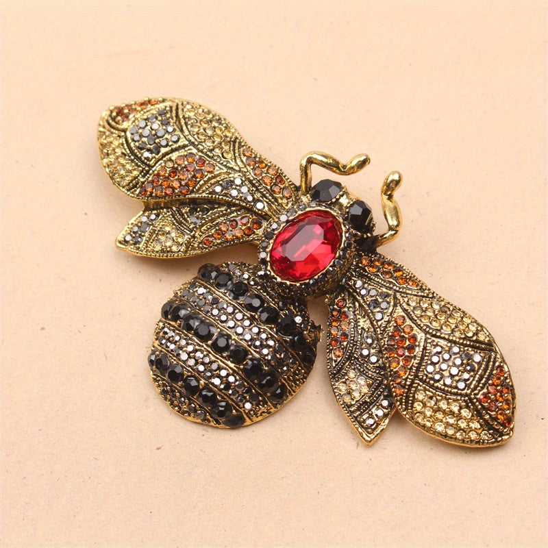 Women's Rhinestone Bee Brooch Pin with Enamel Detailing Animal Design Stylish Statement Jewelry