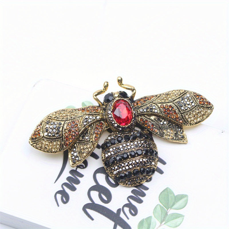 Women's Rhinestone Bee Brooch Pin with Enamel Detailing Animal Design Stylish Statement Jewelry