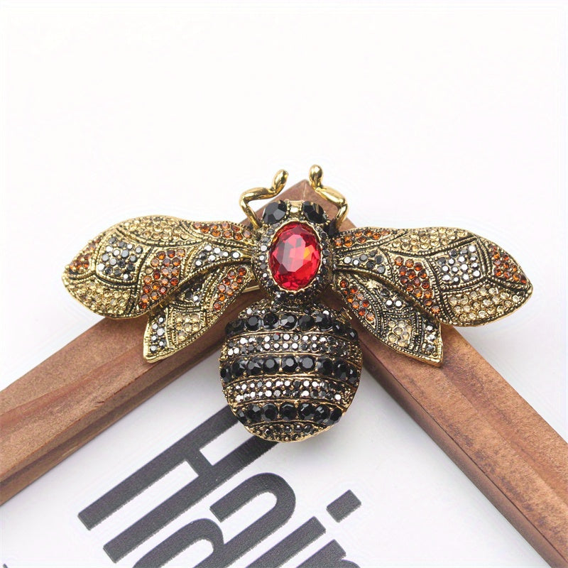 Women's Rhinestone Bee Brooch Pin with Enamel Detailing Animal Design Stylish Statement Jewelry