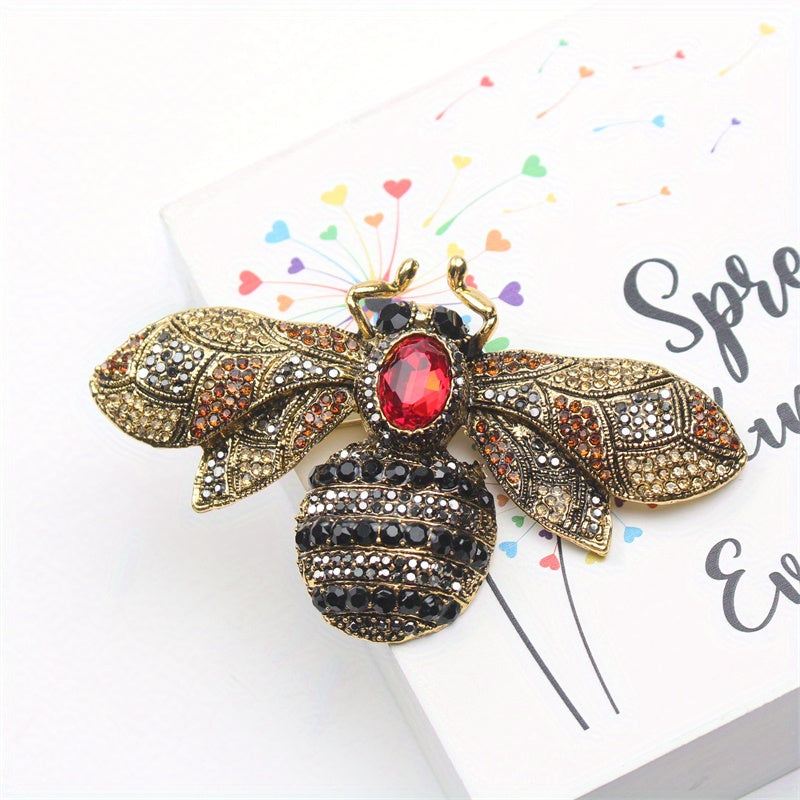 Women's Rhinestone Bee Brooch Pin with Enamel Detailing Animal Design Stylish Statement Jewelry