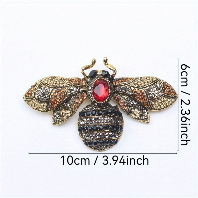 Women's Rhinestone Bee Brooch Pin with Enamel Detailing Animal Design Stylish Statement Jewelry