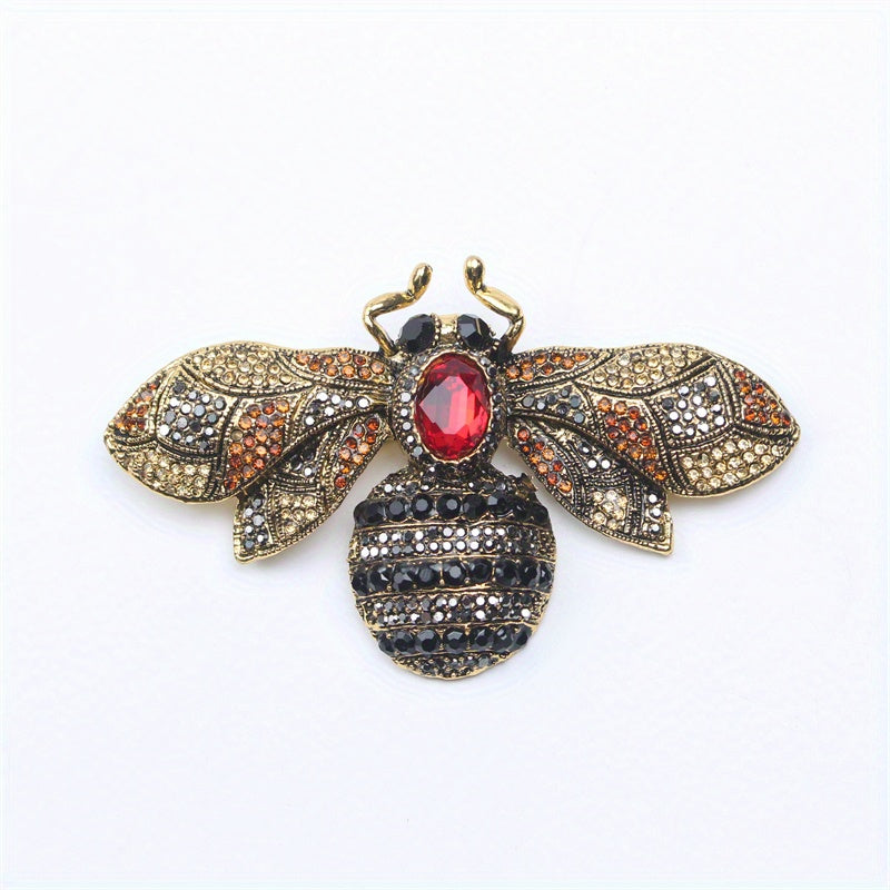 Women's Rhinestone Bee Brooch Pin with Enamel Detailing Animal Design Stylish Statement Jewelry