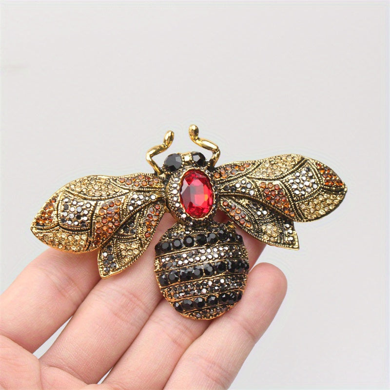 Women's Rhinestone Bee Brooch Pin with Enamel Detailing Animal Design Stylish Statement Jewelry