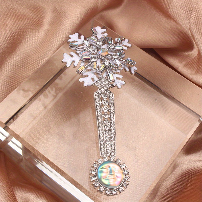 Rhinestone Snowflake Brooch Jewelry for Holiday and Festive Wear