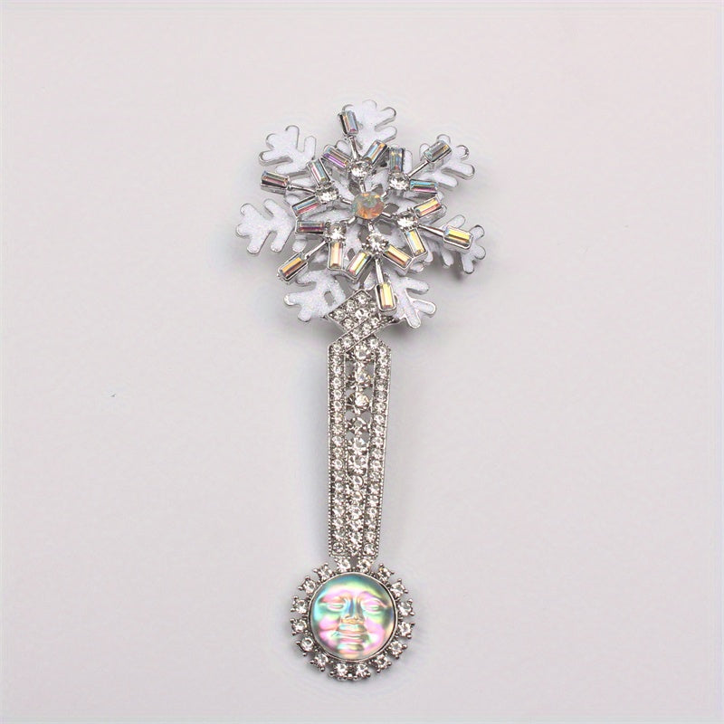 Rhinestone Snowflake Brooch Jewelry for Holiday and Festive Wear