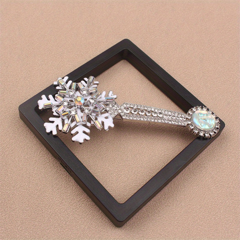 Rhinestone Snowflake Brooch Jewelry for Holiday and Festive Wear