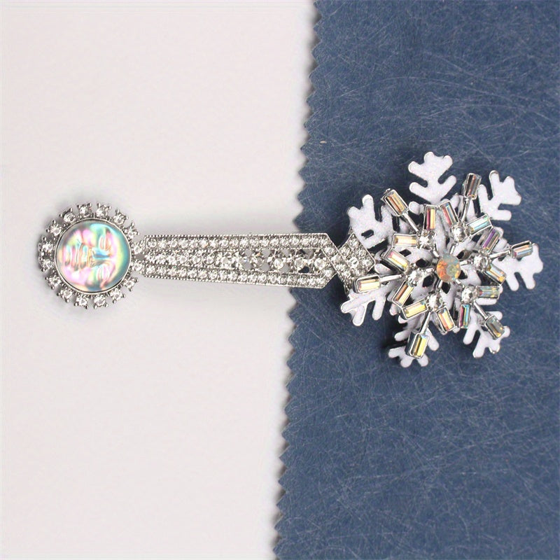 Rhinestone Snowflake Brooch Jewelry for Holiday and Festive Wear