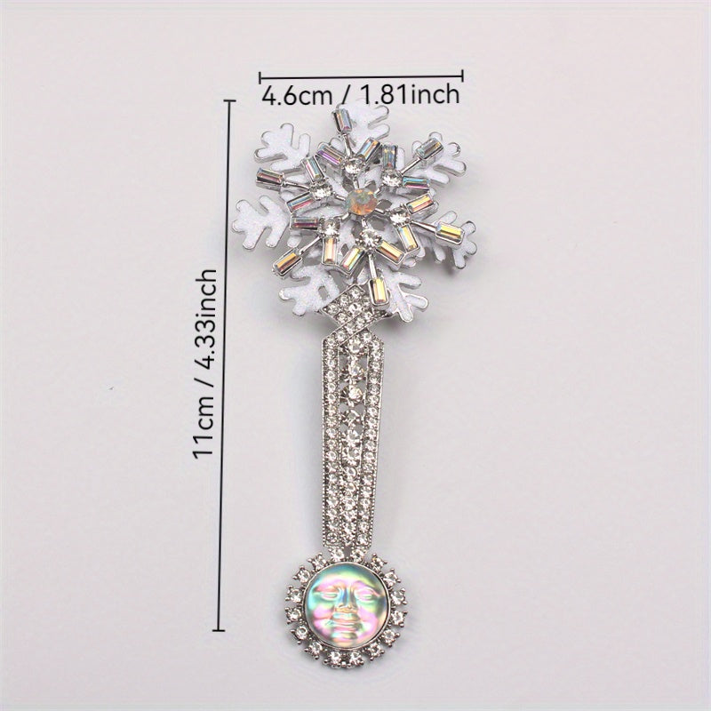 Rhinestone Snowflake Brooch Jewelry for Holiday and Festive Wear