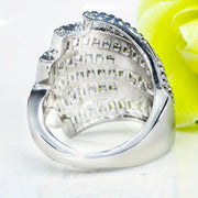 Elegant Wide Ring with Geometric Design and White Cubic Zirconia for Weddings and Engagements