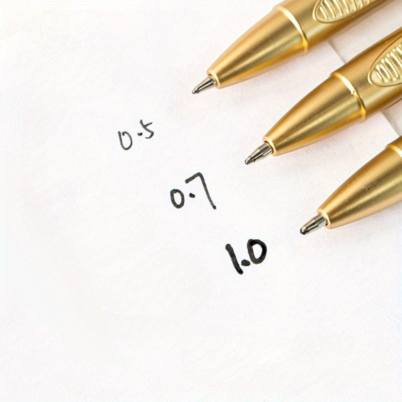 Juego de 5 bolígrafos de gel negros y dorados 0.5mm 0.7mm 1.0mm Gran capacidad oficina