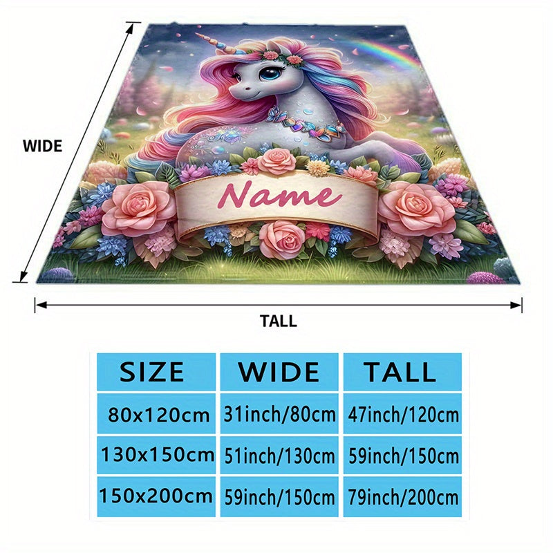 Personalized Unicorn Blanket Soft Flannel Throw for Kids and Adults Cozy Bedspread