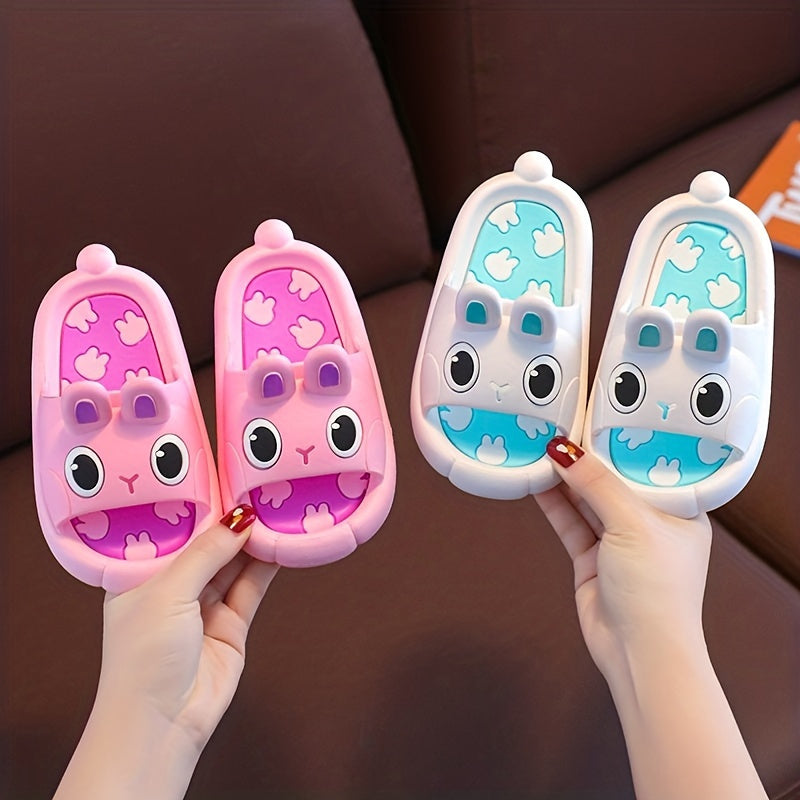 Детские мультяшные тапочки-кролики для мальчиков и девочек до 14 лет, с нескользящей подошвой из ПВХ
