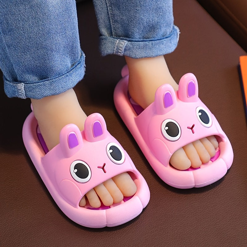 Детские мультяшные тапочки-кролики для мальчиков и девочек до 14 лет, с нескользящей подошвой из ПВХ
