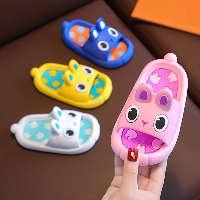 Детские мультяшные тапочки-кролики для мальчиков и девочек до 14 лет, с нескользящей подошвой из ПВХ