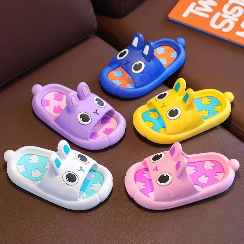 Kids Cartoon Bunny Slippers for Boys and Girls Ages 14 and Under Non-Slip PVC Sole
