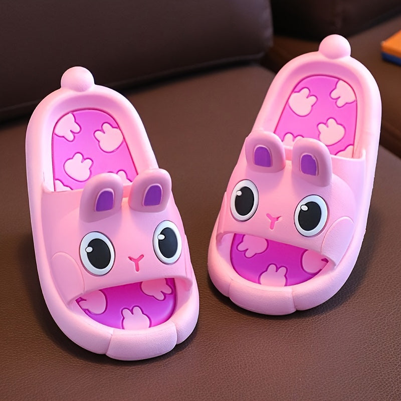 Kids Cartoon Bunny Slippers for Boys and Girls Ages 14 and Under Non-Slip PVC Sole