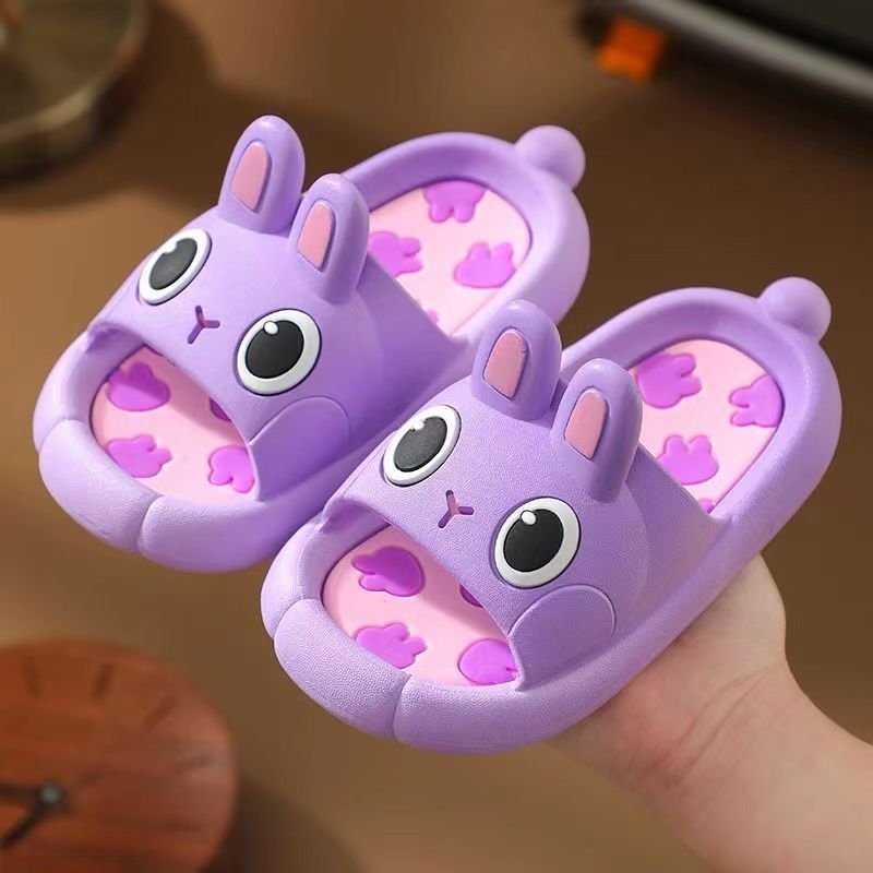 Детские мультяшные тапочки-кролики для мальчиков и девочек до 14 лет, с нескользящей подошвой из ПВХ