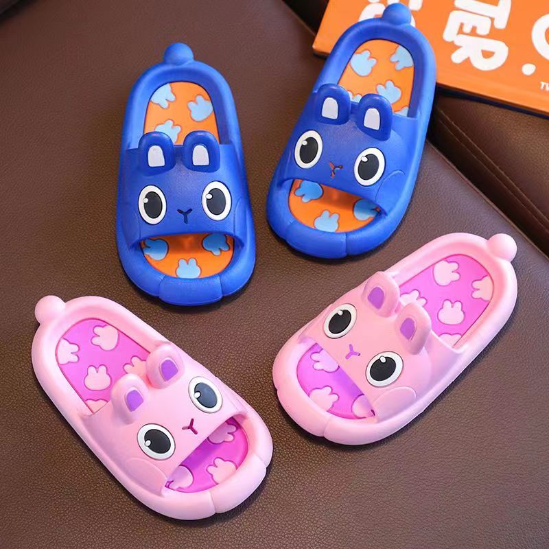 Детские мультяшные тапочки-кролики для мальчиков и девочек до 14 лет, с нескользящей подошвой из ПВХ