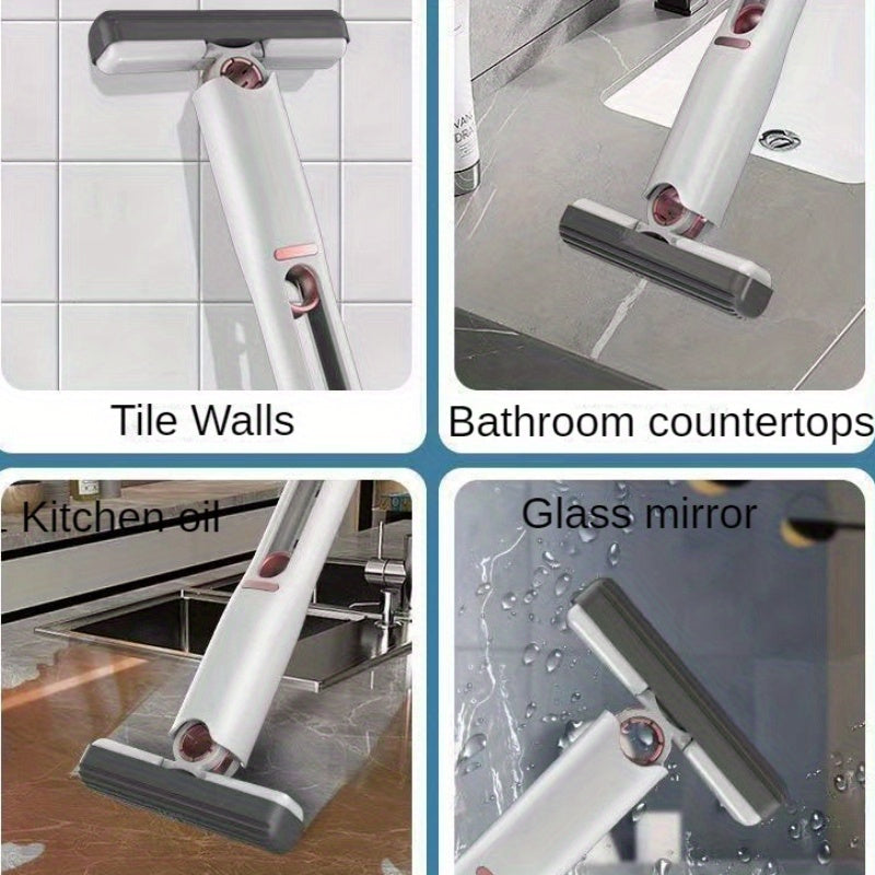 Ko'p funksiyali egiluvchan qo'l mopi, gubka va shisha tozalagich bilan - Yuqori singdirish qobiliyati, hammom, avtomobil, derazalar, oshxona, yashash xonasi pollari uchun qulay - Mustahkam plastikdan tayyorlangan, mop yostiqlari bilan birga keladi.