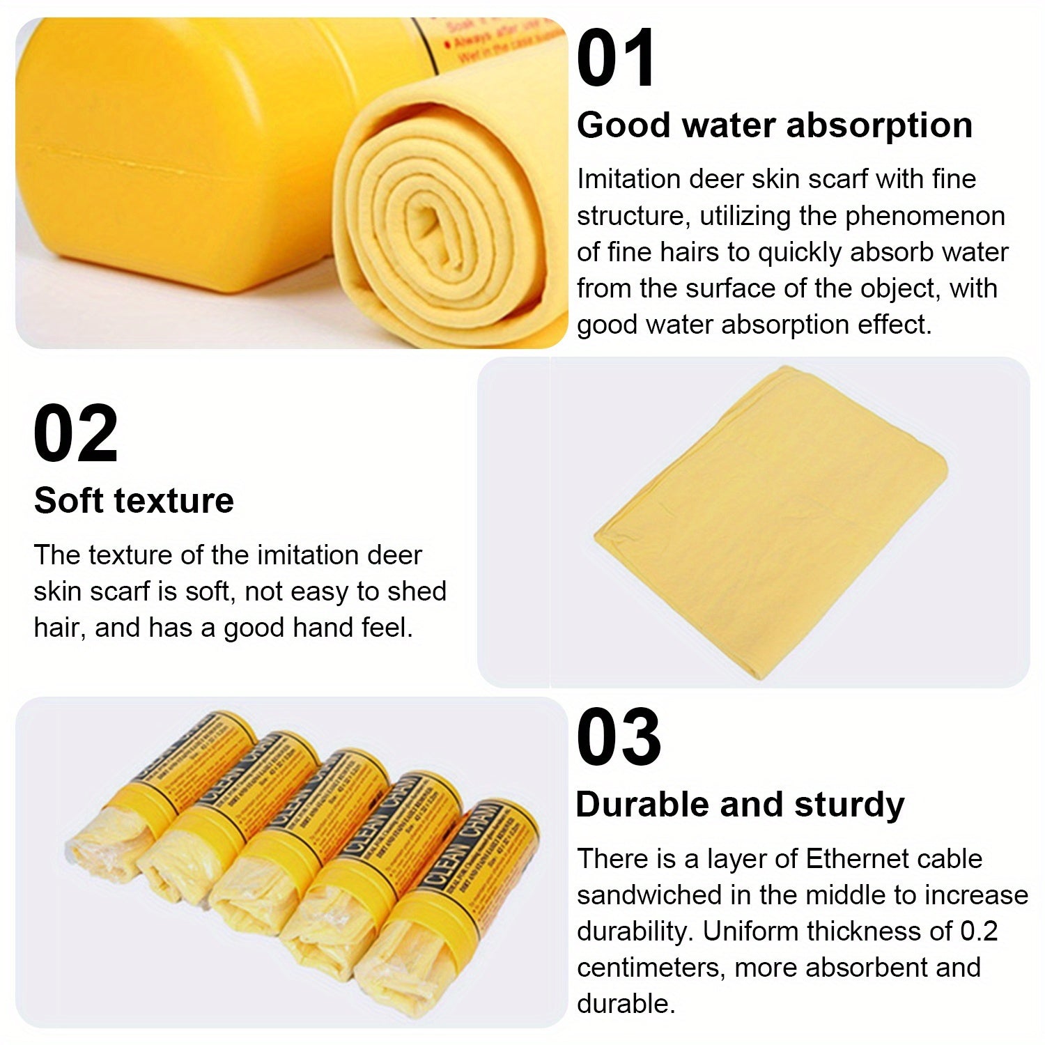 Deerskin Towel Soft Absorbent for Car Wash Home Decor Outdoor Use