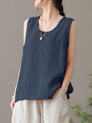 Женская майка без рукавов большого размера из хлопка, повседневная летняя жилетка