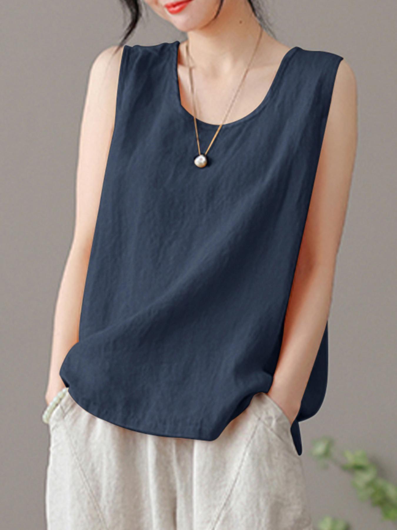 Женская майка без рукавов большого размера из хлопка, повседневная летняя жилетка