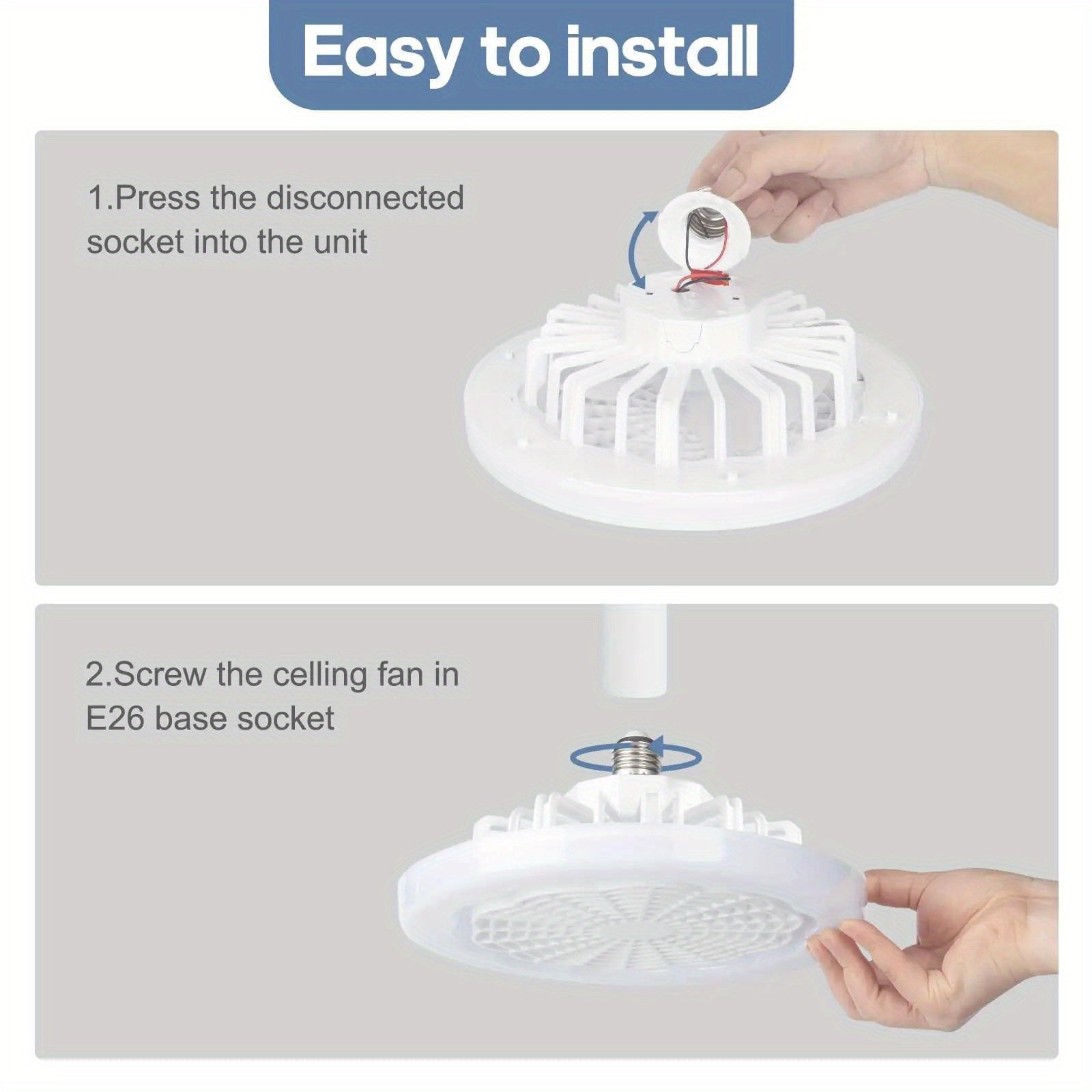 E27 LED Ceiling Fan Light with Remote 3-Speed Adjustable Non-Rechargeable Battery