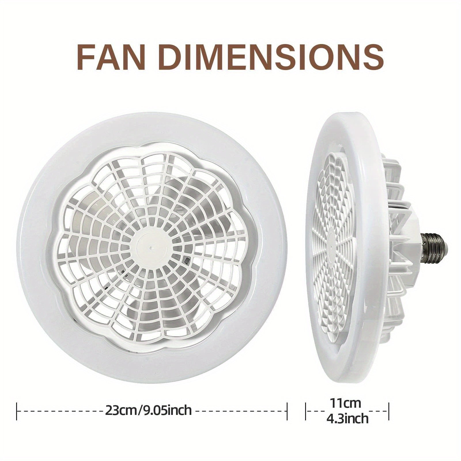 E27 LED Ceiling Fan Light with Remote 3-Speed Adjustable Non-Rechargeable Battery