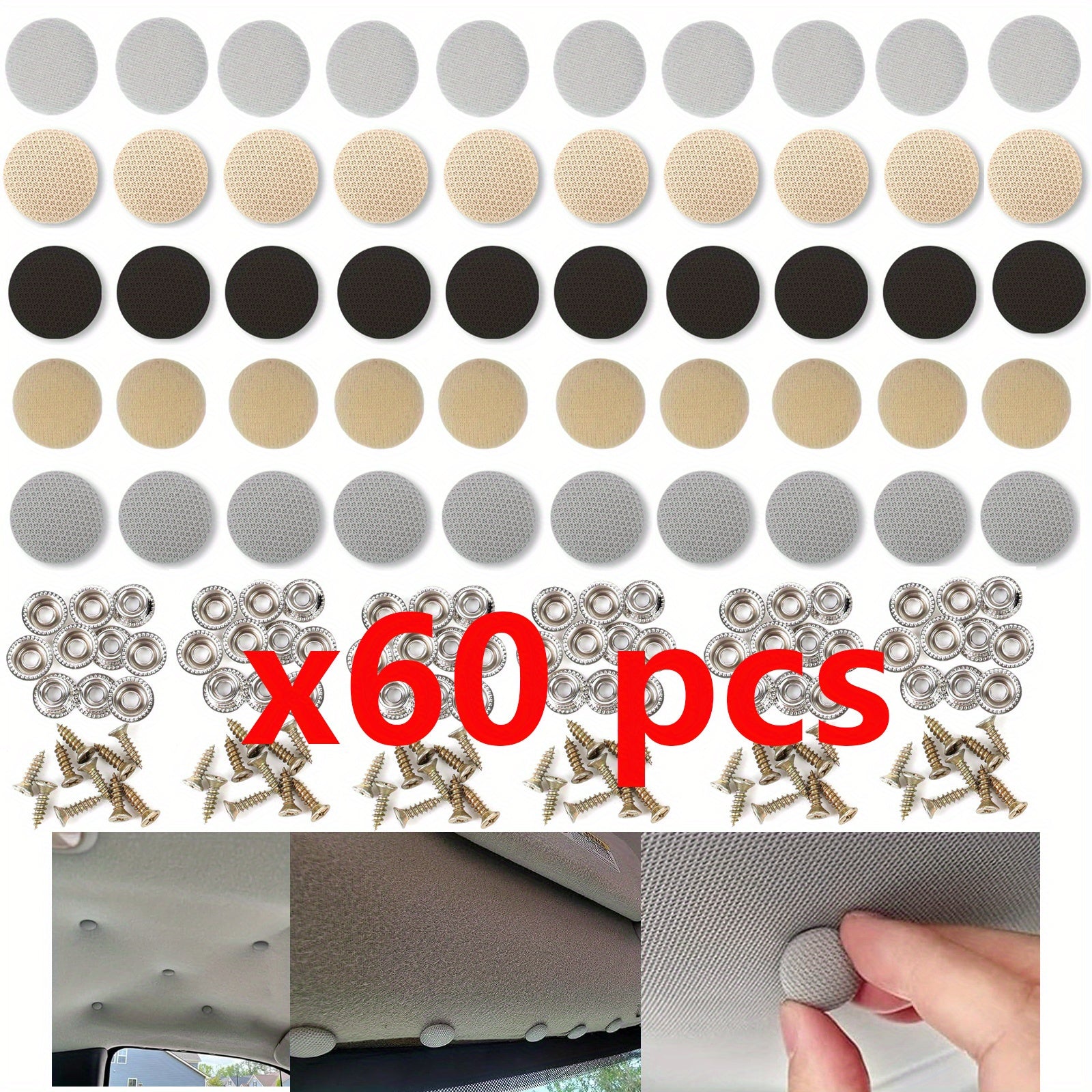 60pcs Car Roof Repair Rivets Retainer Auto Headliner Snap Fasteners