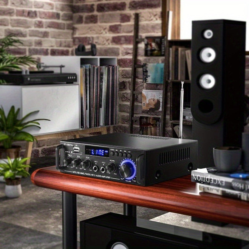 Wireless 5.0 Audio Power Amplifier for Car and Home Stereo with USB SD AUX Remote Control FM Antenna