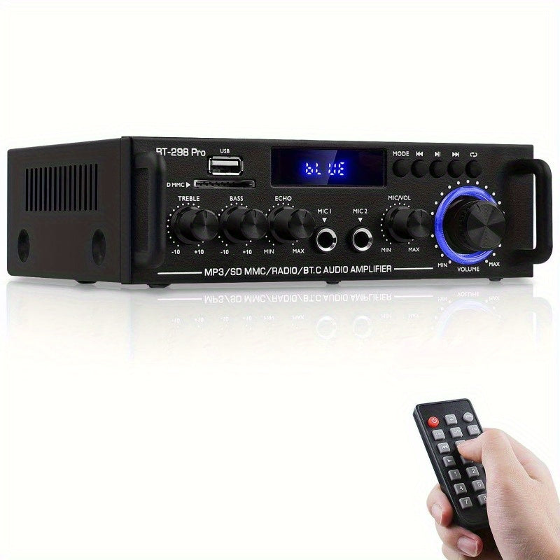 Wireless 5.0 Audio Power Amplifier for Car and Home Stereo with USB SD AUX Remote Control FM Antenna