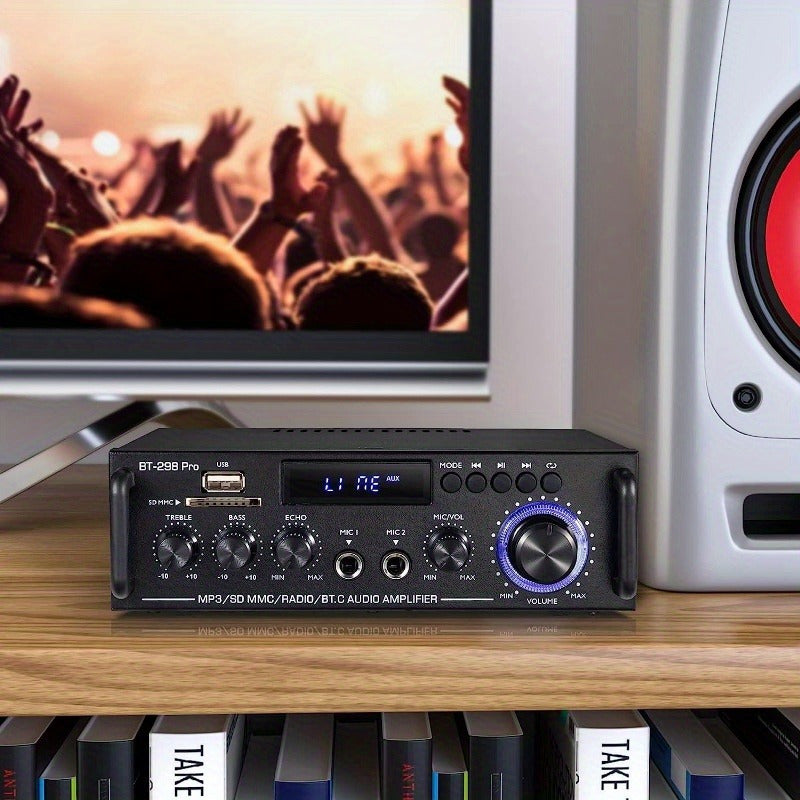 Wireless 5.0 Audio Power Amplifier for Car and Home Stereo with USB SD AUX Remote Control FM Antenna