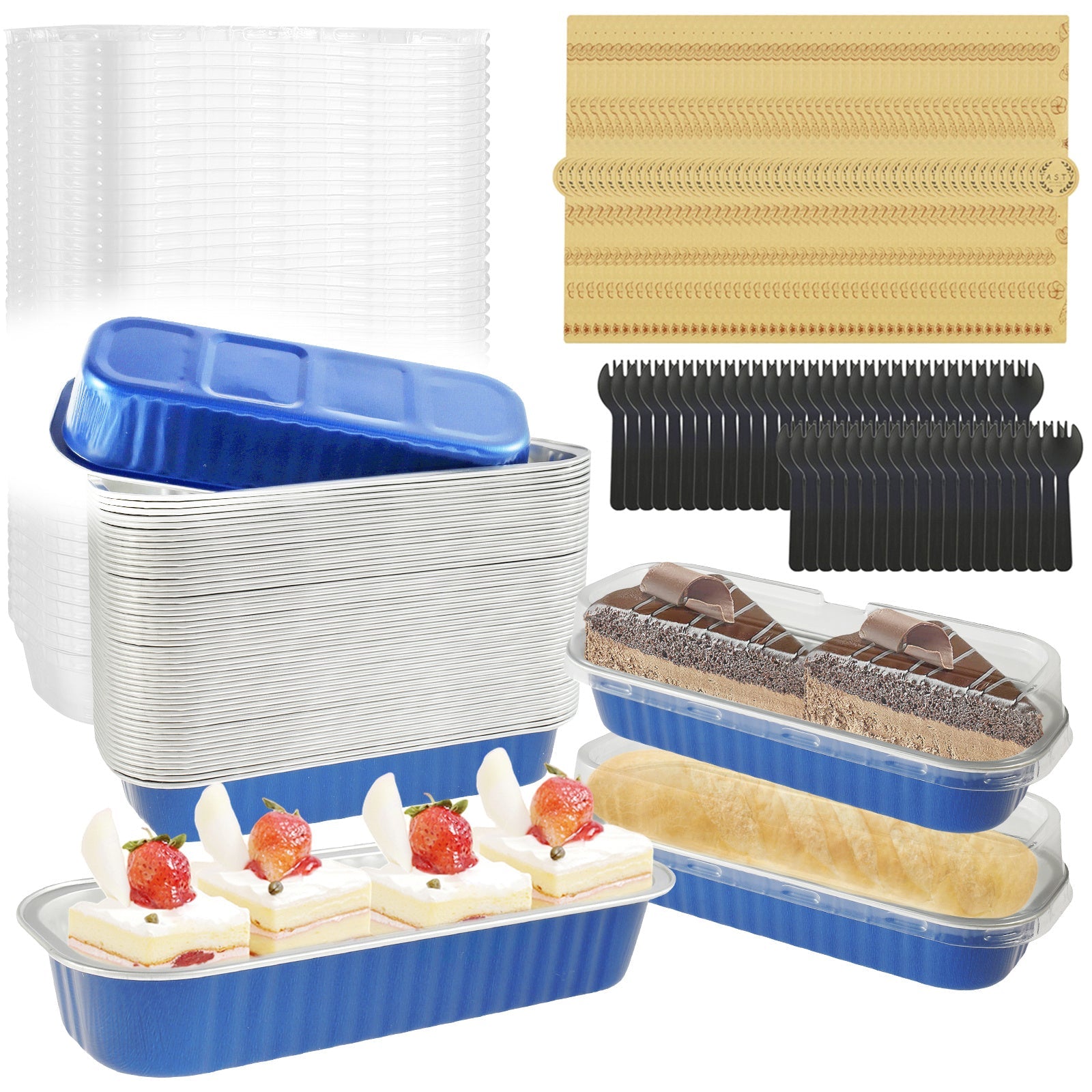 200 dona mini non pishirish idishlari qopqoq, qoshiq va muhrlash stikerlari bilan - 200ml sig'im, issiqqa chidamli alyuminiy folga pishirish idishlari shirinliklar uchun. Uy oshxonalarida, bayramlarda va ochiq tadbirlarda foydalanish uchun ideal.