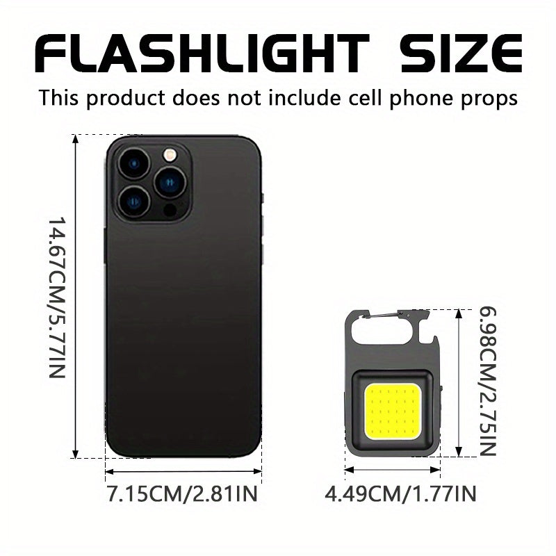 USB Rechargeable COB Keychain Lights Set for Camping Fishing Walking Running Black