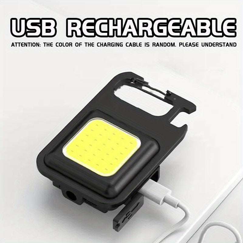 USB Rechargeable COB Keychain Lights Set for Camping Fishing Walking Running Black