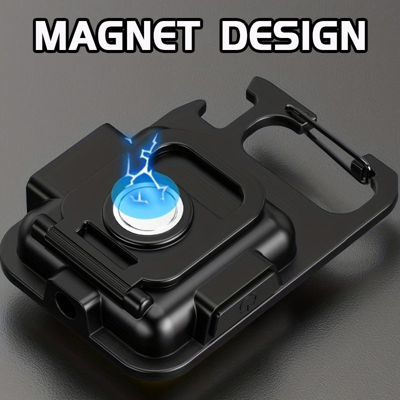 USB Rechargeable COB Keychain Lights Set for Camping Fishing Walking Running Black