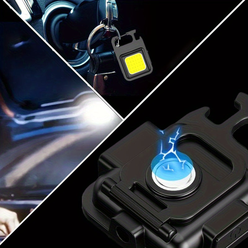 USB Rechargeable COB Keychain Lights Set for Camping Fishing Walking Running Black