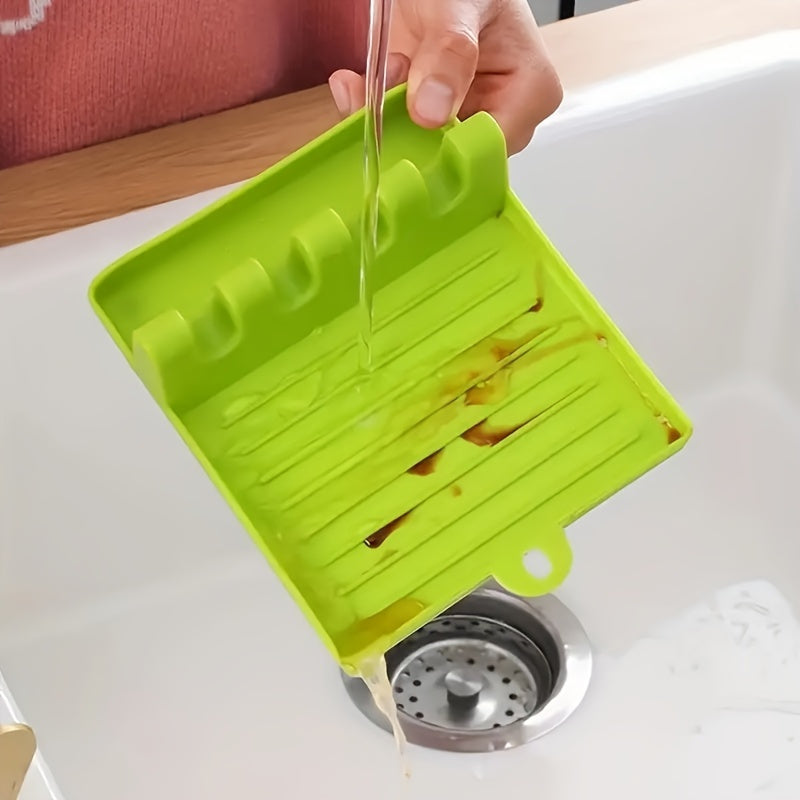 Durable Plastic Silicone Kitchen Organizer Rack Leak-Proof Utensil Holder Space-Saving