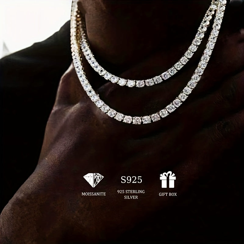 Moissanite Tennis Necklace 30 Carat S925 Dainty Classic Choker for Wedding Engagement