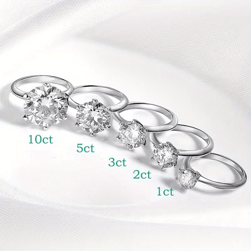 Sterling Silver Moissanite Engagement Ring 18K Gold Plated 1/2/3/5/10 Carat Solitaire