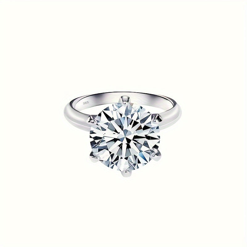 Sterling Silver Moissanite Engagement Ring 18K Gold Plated 1/2/3/5/10 Carat Solitaire