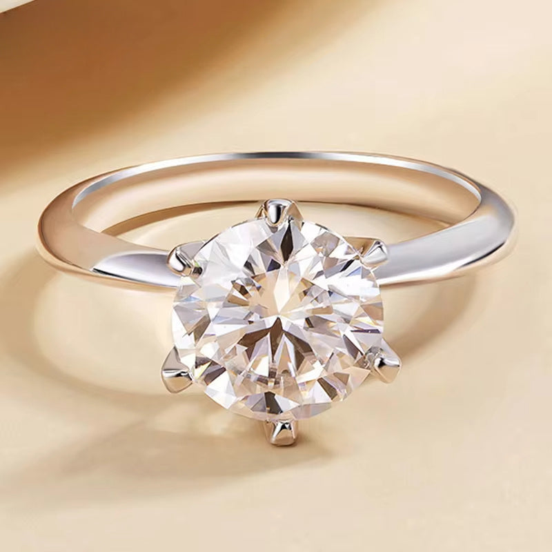 Sterling Silver Moissanite Engagement Ring 18K Gold Plated 1/2/3/5/10 Carat Solitaire